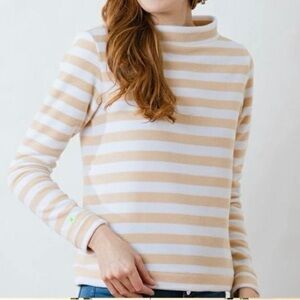 Dudley Stephens Park Slope Stripe Fleece Turtleneck Funnel Neck Top XL
